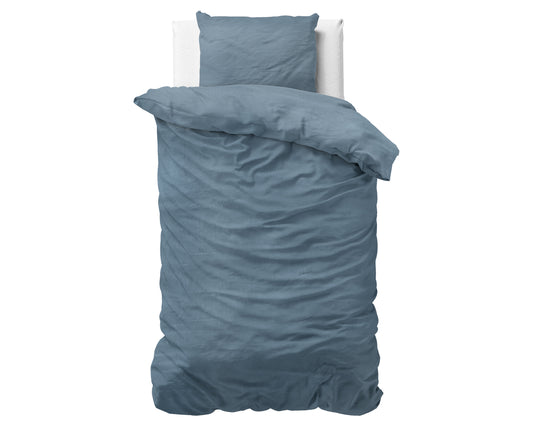 Duvet Cover Set Stone Washed Blue 140 x 200/220