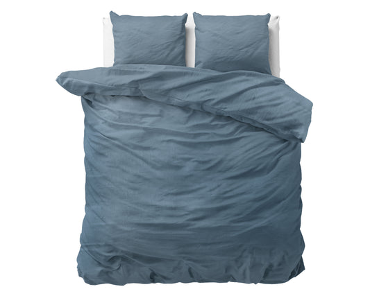 Duvet Cover Set Stone Washed Blue 240 x 200/220