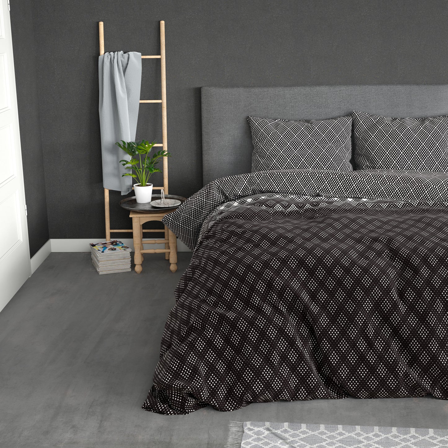 Duvet Cover Set Flannel Cheng Anthracite 240 x 200/220
