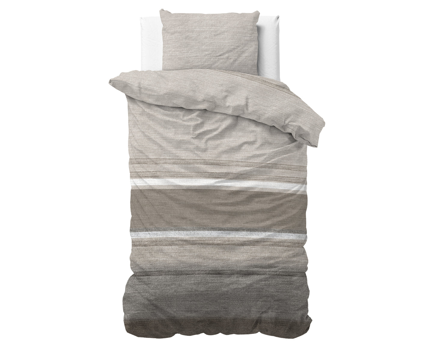 Duvet Cover Set Flannel Stone Stripe Taupe 140 x 200/220