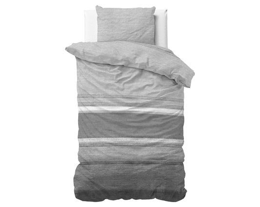 Duvet Cover Set Flannel Stone Stripe Gray 140 x 200/220