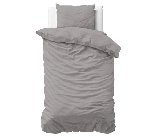 Duvet Cover Set Uni Satin Duvet Cover Gray 140 x 200/220