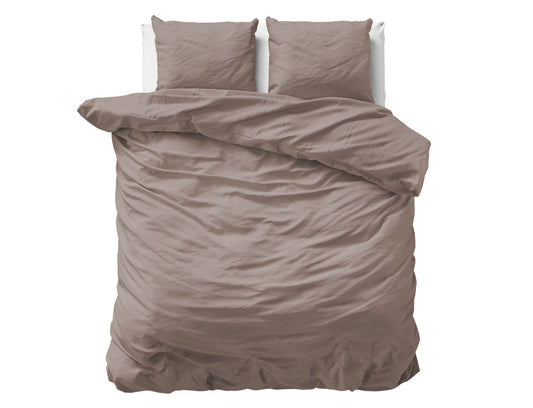 Duvet Cover Set Uni Satin Duvet Cover Taupe 200 x 200/220