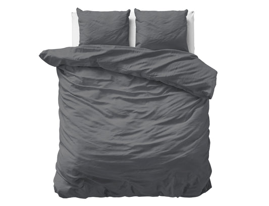Duvet Cover Set Uni Satin Duvet Cover Anthracite 200 x 200/220