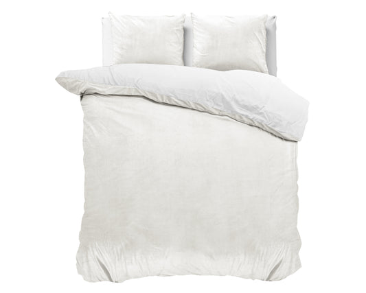 Duvet Cover Set Velvet Uni Duvet Cover White 240 x 220