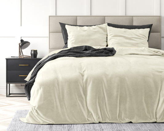 Duvet Cover Set Velvet Uni Duvet Cover Cream 140 x 220