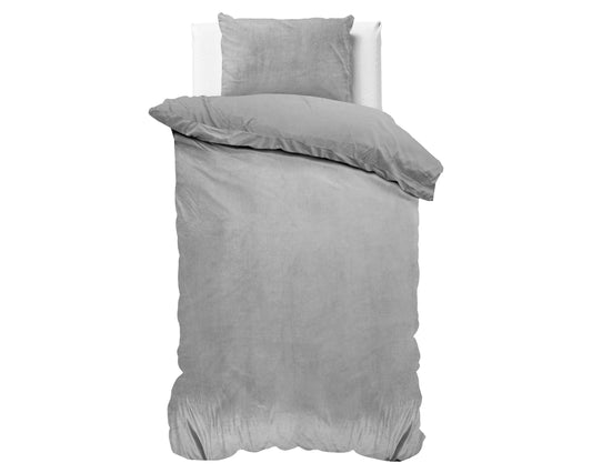 Duvet Cover Set Velvet Uni Duvet Cover Gray 140 x 220