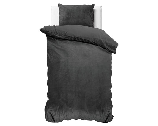 Duvet Cover Set Velvet Uni Duvet Cover Anthracite 140 x 220