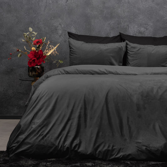 Duvet Cover Set Velvet Uni Duvet Cover Anthracite 240 x 220