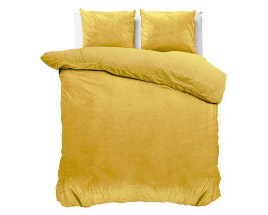 Duvet Cover Set Velvet Uni Duvet Cover Gold 200 x 220