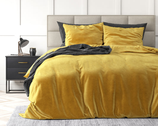 Duvet Cover Set Velvet Uni Duvet Cover Gold 240 x 220