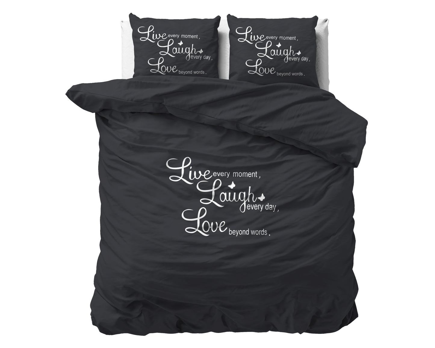 Duvet Cover Set Live, laugh and love Anthracite 240 x 200/220