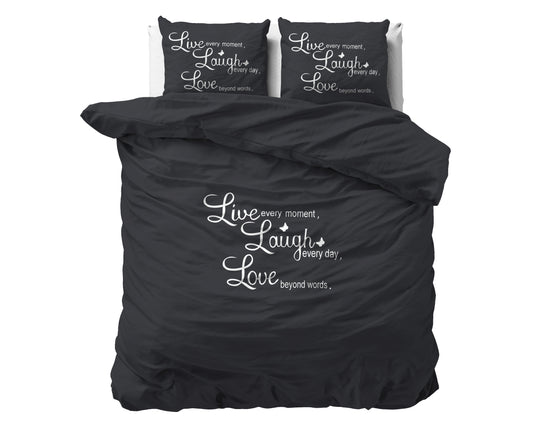 Duvet Cover Set Live, laugh and love Anthracite 240 x 200/220