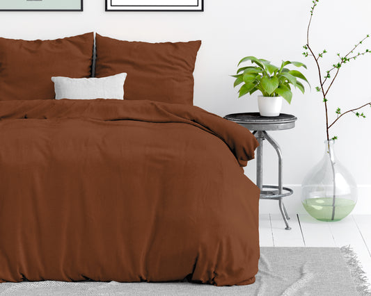 Duvet Cover Set Stone washed Brown 140 x 200/220