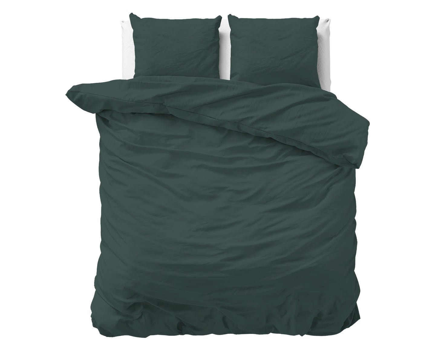 Duvet Cover Set Stone washed Dark Green 140 x 200/220