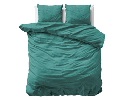Duvet Cover Set Uni Satin Duvet Cover Dark Green 200 x 200/220