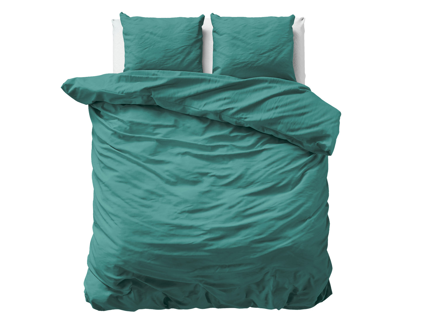 Duvet Cover Set Uni Satin Duvet Cover Dark Green 240 x 200/220