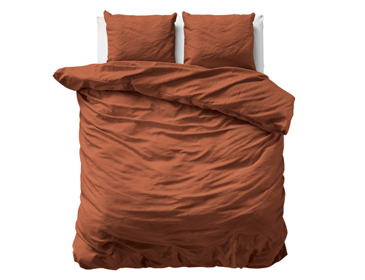 Duvet Cover Set Uni Satin Duvet Cover Brown 200 x 200/220