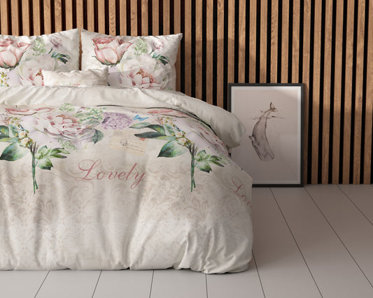 Duvet Cover Set Lovely Flower Beige 200 x 220