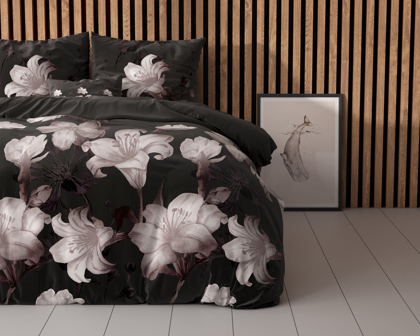 Duvet Cover Set Dark Flower Black 240 x 220