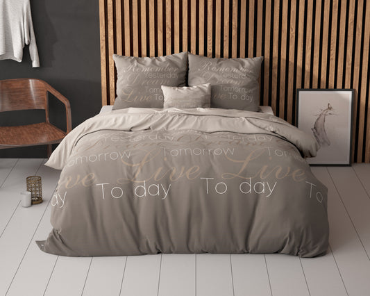 Duvet Cover Set Live Today Taupe 140 x 220