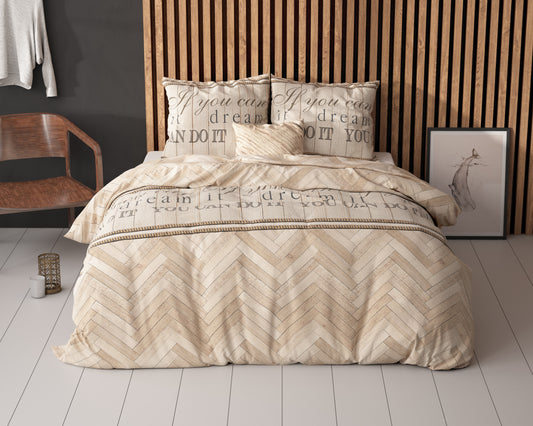 Duvet Cover Set Herringbone Sand 240 x 220