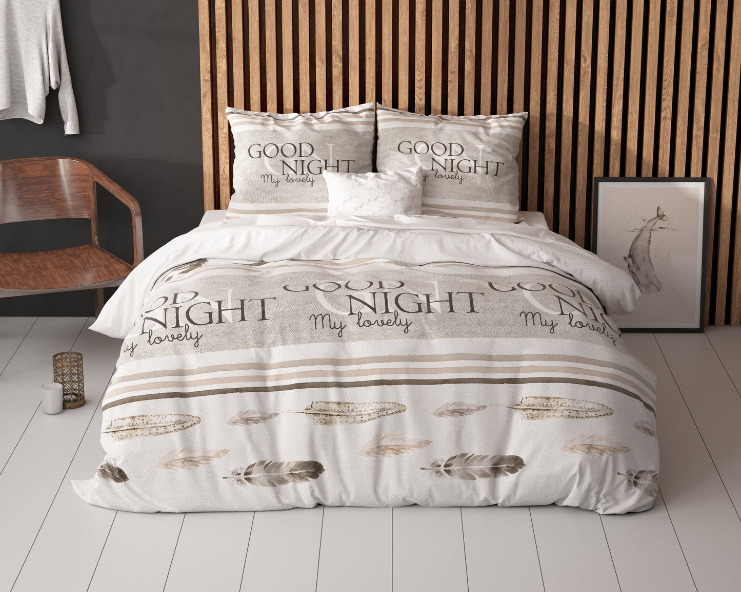 Duvet Cover Set Good Night White 140 x 220