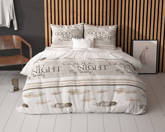Duvet Cover Set Good Night White 140 x 220