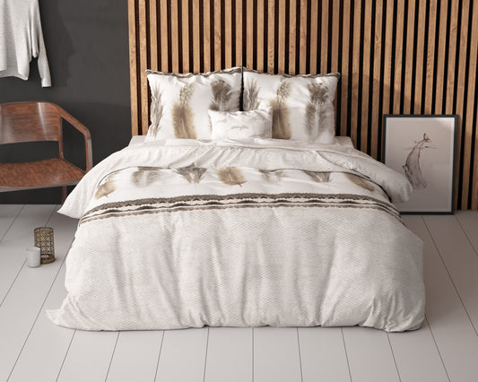 Duvet Cover Set Feathers 3 Gray 200 x 220