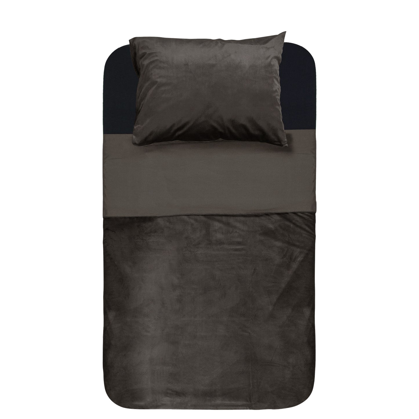 Duvet Cover Set Velvet Piping Deep Taupe 140 x 220