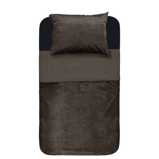 Duvet Cover Set Velvet Piping Deep Taupe 140 x 220