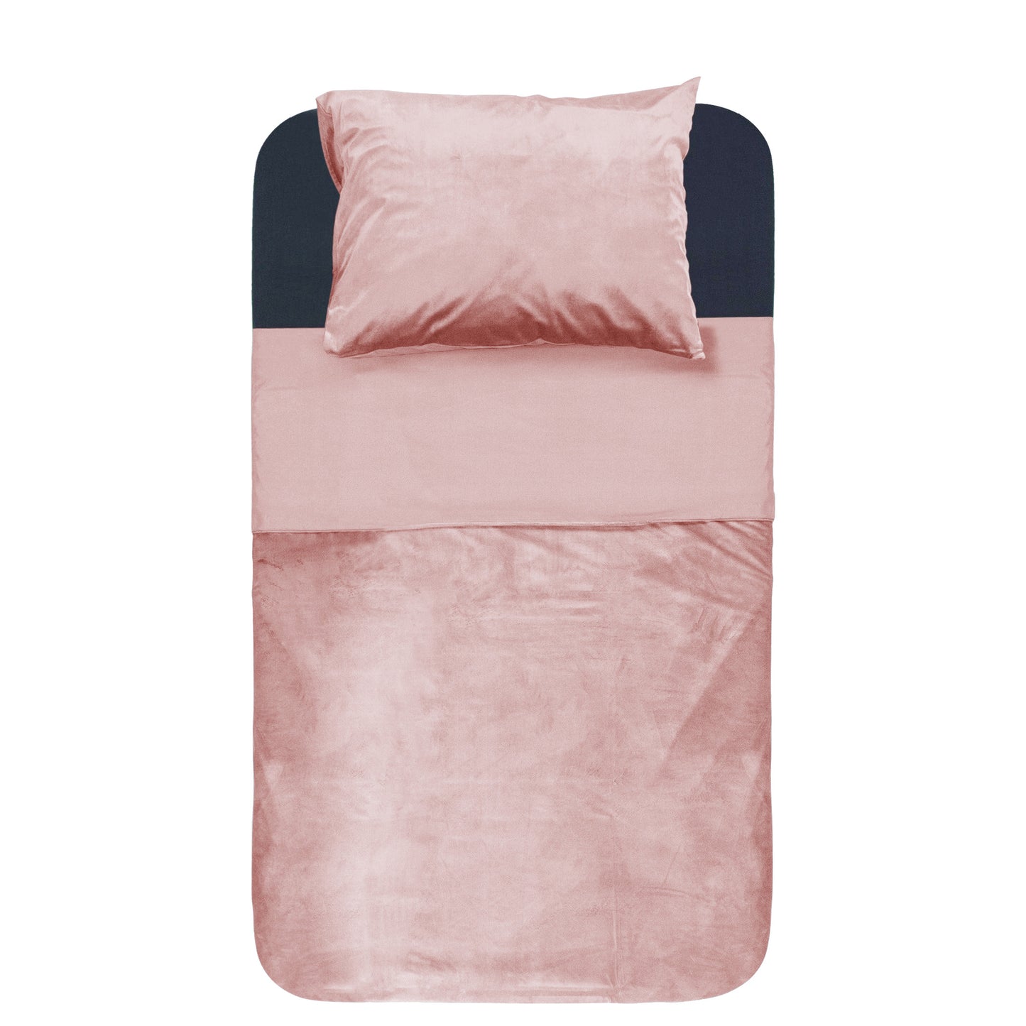 Duvet Cover Set Velvet Piping Soft Pink 140 x 220