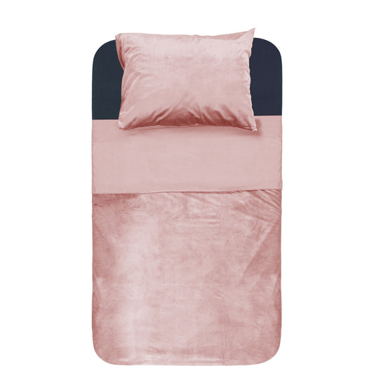 Duvet Cover Set Velvet Piping Soft Pink 140 x 220