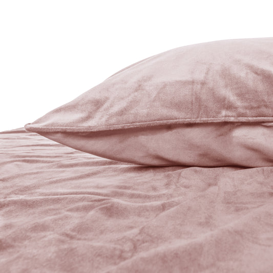 Duvet Cover Set Velvet Piping Soft Pink 200 x 220