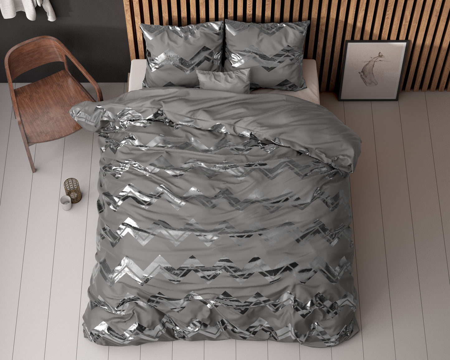 Duvet Cover Set Wave Gray 240 x 220