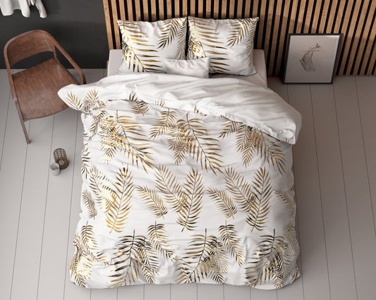 Duvet Cover Set Leaves White 240 x 220