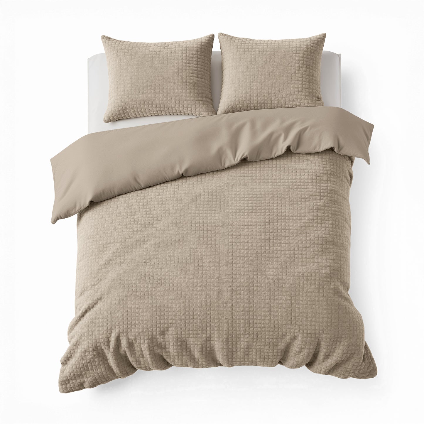 Duvet Cover Set Check Teddy Taupe 240 x 200/220