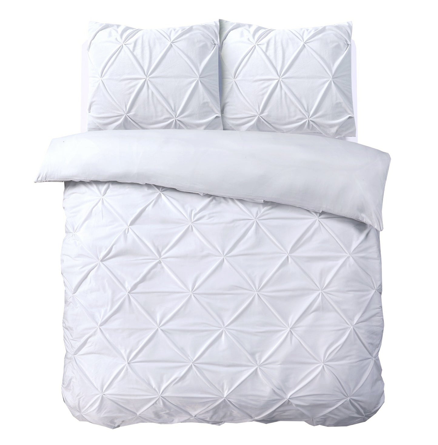Duvet Cover Set Velvet Pintuck White 200 x 200/220