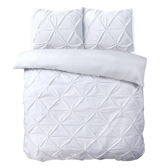 Duvet Cover Set Velvet Pintuck White 200 x 200/220