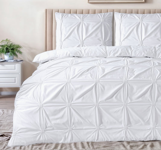 Duvet Cover Set Punch pintuck White 240 x 200/220