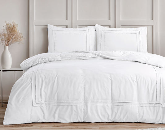 Duvet Cover Set Tailored White 240 x 200/220