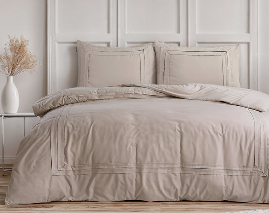 Duvet Cover Set Tailored Taupe 240 x 200/220