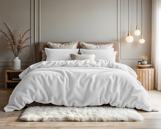 Duvet Cover Set Teddy Cotton White 240 x 200/220