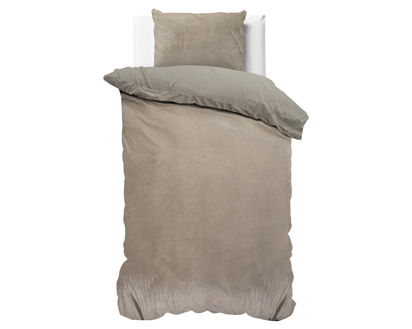 Duvet Cover Set Velvet uni Taupe/Gray 140 x 200/220