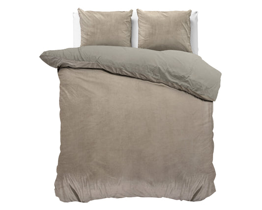 Duvet Cover Set Velvet uni Taupe/Gray 240 x 200/220