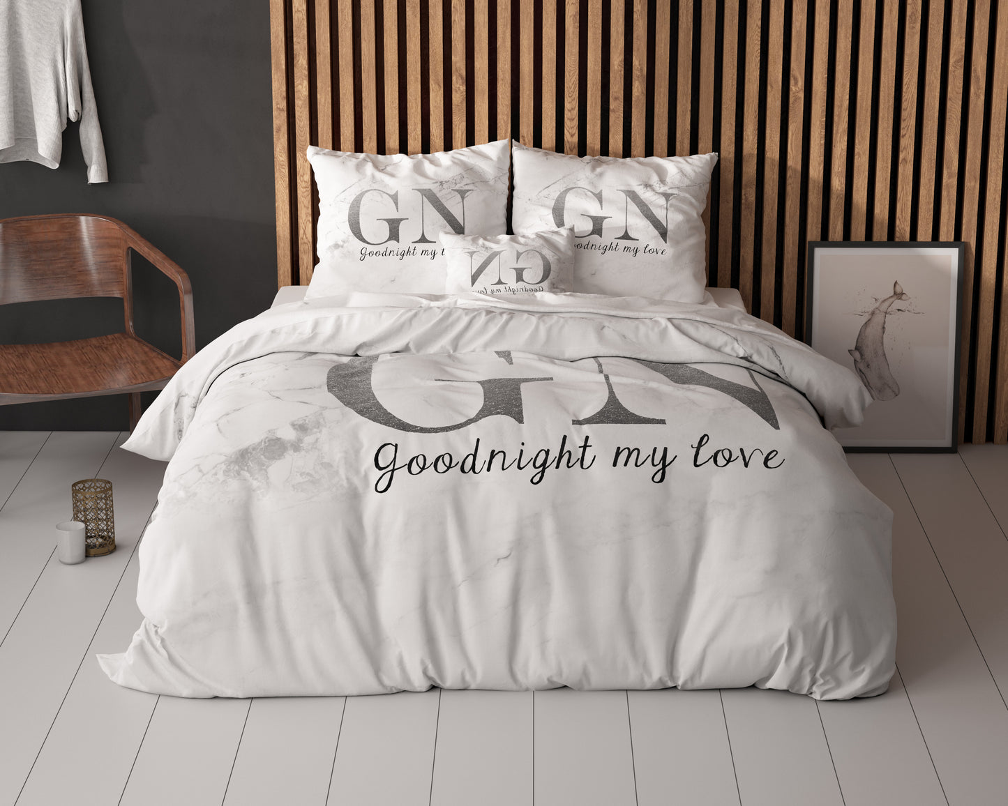 Duvet Cover Set Goodnight Silver 240 x 200/220
