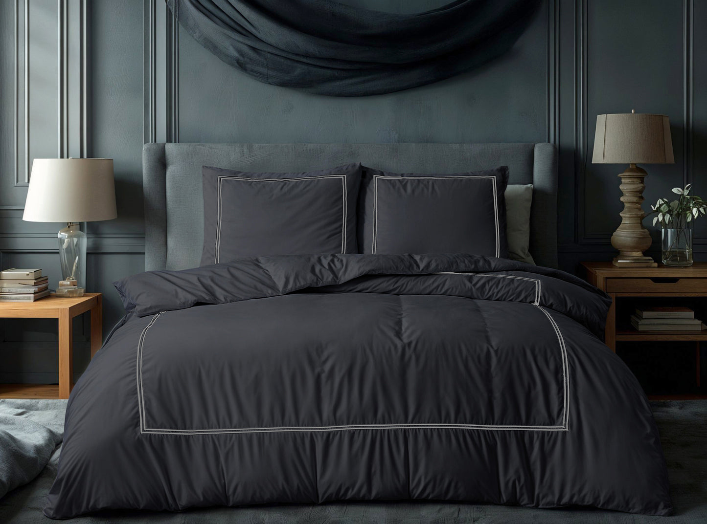 Duvet Cover Set Brata Black/Gray Black 200 x 200/260