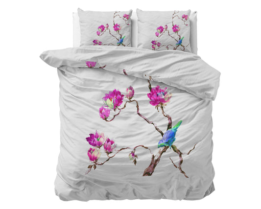 Duvet Cover Set Magnolias White 200 x 200/220