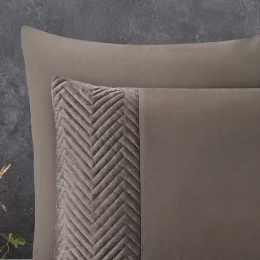 Duvet Cover Set Velvet Crossline Taupe 200 x 200/220