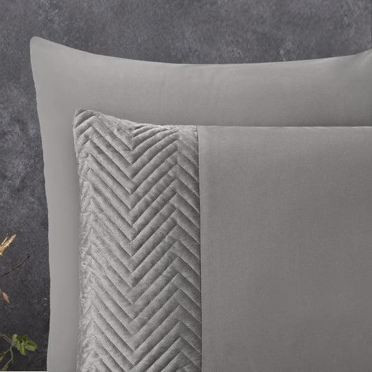 Duvet Cover Set Velvet Crossline Sand/Gray 140 x 200/220